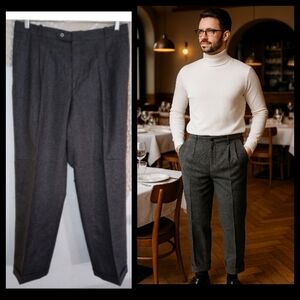 100% Wool Gray Pants 34W EUC▪ The Rodin Collection Made in Italy